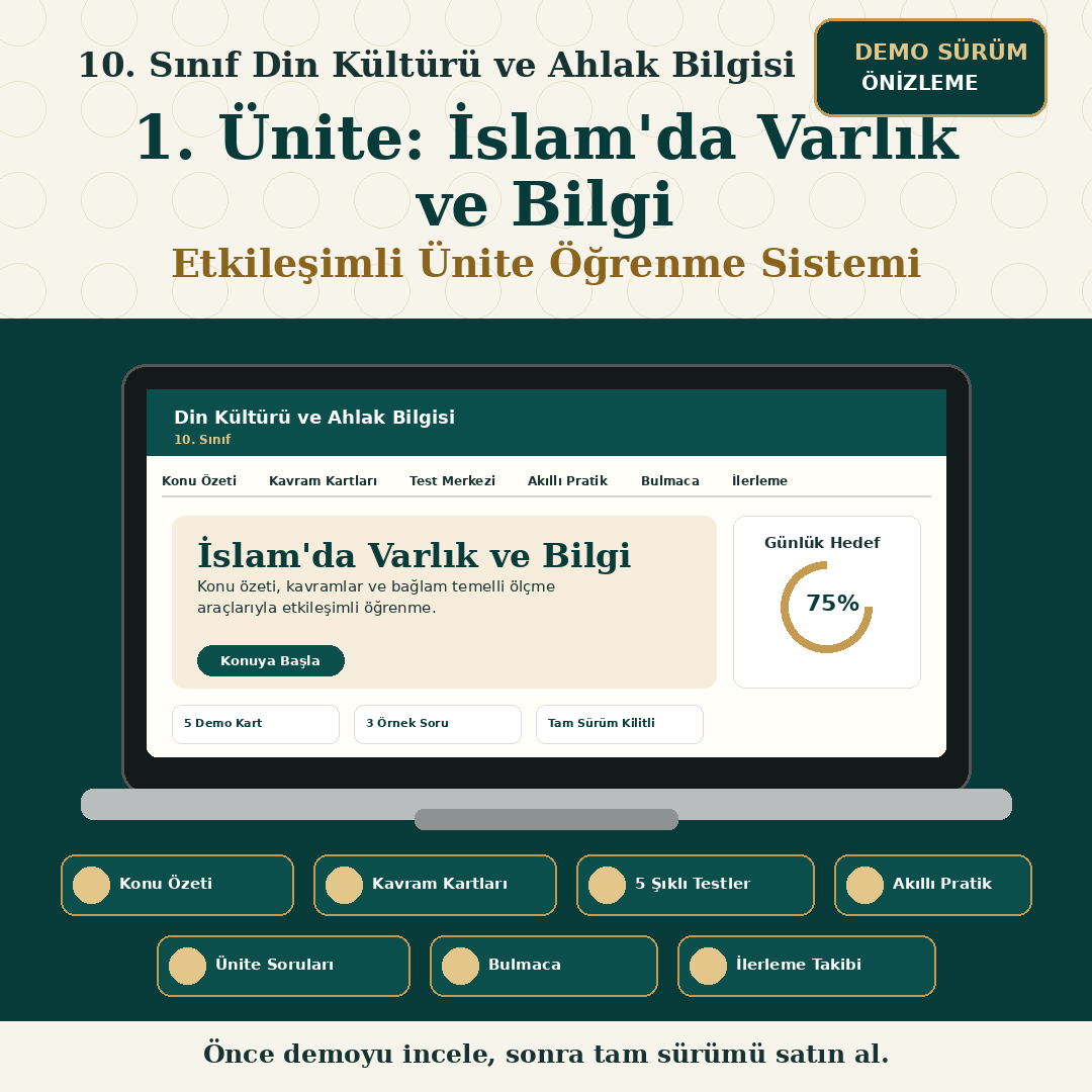 10. Sınıf 1. Ünite -Etkileşimli Ünite Öğrenme Sistemi