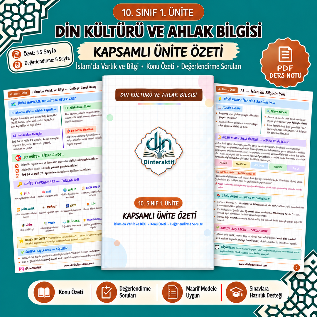 10. SINIF 1. ÜNİTE KAPSAMLI ÖZET -DEĞERLENDİRME