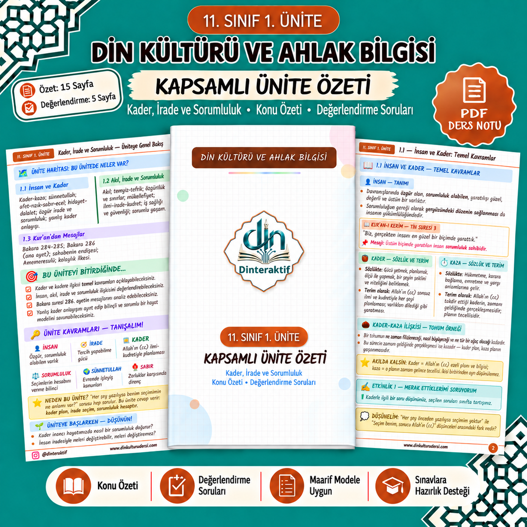 11. SINIF 1. ÜNİTE KAPSAMLI ÖZET -DEĞERLENDİRME