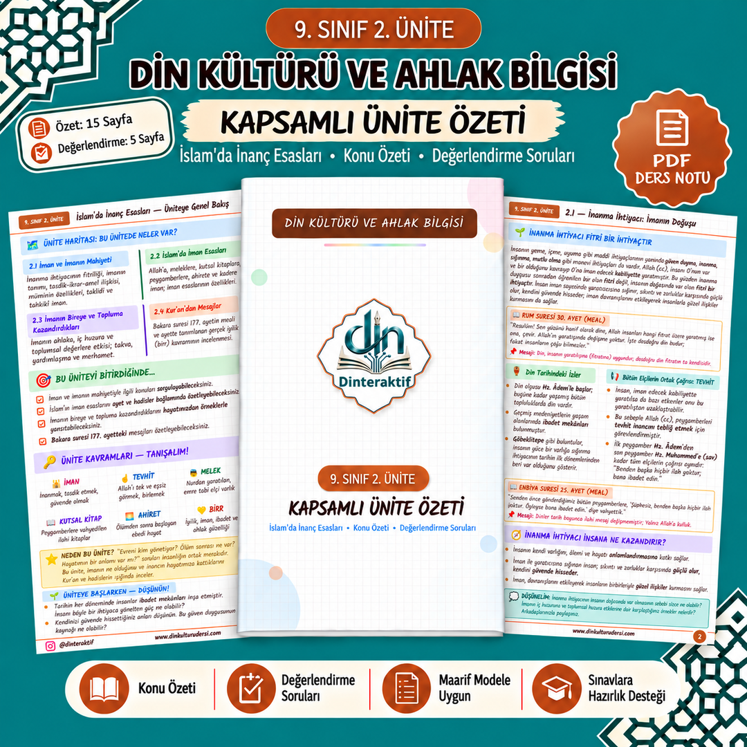 9. SINIF 2. ÜNİTE KAPSAMLI ÖZET -DEĞERLENDİRME