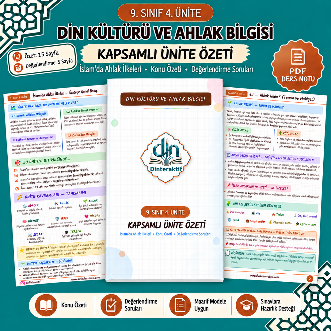 9. SINIF 4. ÜNİTE KAPSAMLI ÖZET -DEĞERLENDİRME